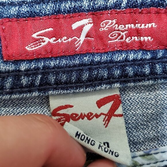 Seven7 Y2K Straight Leg Jeans Womens 20x31 Denim Medium Wash Embroidered Pockets - Picture 3 of 12